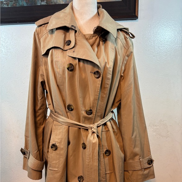 London Fog Jackets & Blazers - London Fog Tan Double-Breasted Trench Coat with Belt
